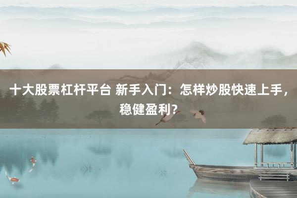 十大股票杠杆平台 新手入门：怎样炒股快速上手，稳健盈利？