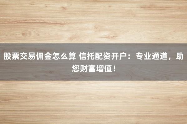 股票交易佣金怎么算 信托配资开户：专业通道，助您财富增值！