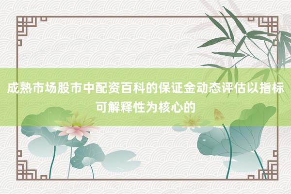 成熟市场股市中配资百科的保证金动态评估以指标可解释性为核心的