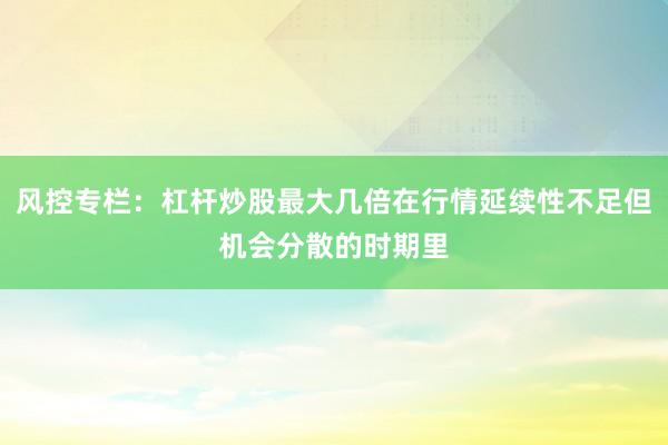 风控专栏：杠杆炒股最大几倍在行情延续性不足但机会分散的时期里