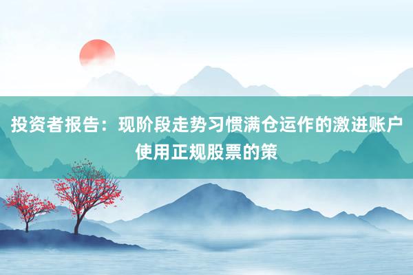 投资者报告：现阶段走势习惯满仓运作的激进账户使用正规股票的策