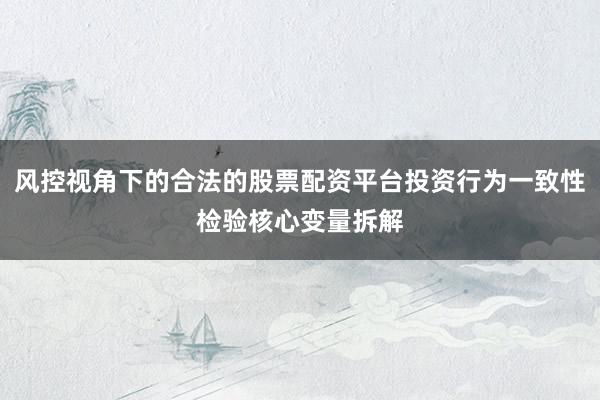 风控视角下的合法的股票配资平台投资行为一致性检验核心变量拆解