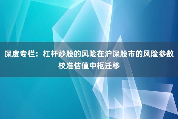 深度专栏：杠杆炒股的风险在沪深股市的风险参数校准估值中枢迁移