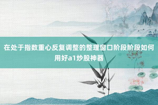 在处于指数重心反复调整的整理窗口阶段阶段如何用好a1炒股神器