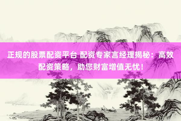 正规的股票配资平台 配资专家言经理揭秘：高效配资策略，助您财富增值无忧！